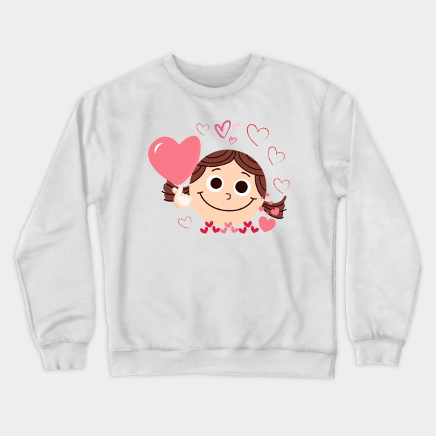 Pink heart from cute girl cartoon Crewneck Sweatshirt by Nano-none